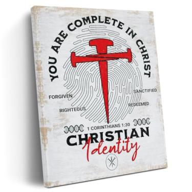 Imagem de Arte de parede em tela de fé cristã retrô, arte de parede inspiradora espiritual versículo bíblico presentes religiosos para homens, colega de trabalho, impressão emoldurada, pintura para casa