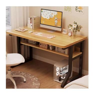 Imagem de HGTRH Mesa de computador com compartimento de armazenamento, vigas reforçadas com vigas reforçadas para trabalho e armazenamento eficientes B 120 x 50 x 75 cm