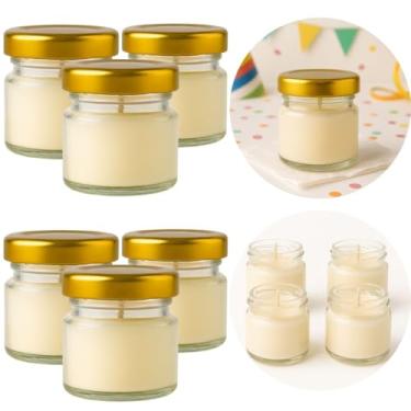 Imagem de Kit de Velas Aromáticas Naturais Lembrancinha Para Presente Pote de Vidro Tampa Dourada 12 Horas de Duração (Quantidade: 12, Bambu)