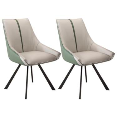 Imagem de SPXMQSS Cadeiras de mesa de jantar, cadeiras de jantar giratórias com apoios de braços e pernas de metal, cadeira estofada de sala de estar com encosto para sala de estar, recepção, restaurante, cinza