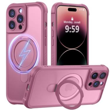 Imagem de MOCCA Capa projetada para iPhone 14 Pro com suporte magnético invisível [proteção total da câmera] [compatível com Magsafe] Capa para celular à prova de choque translúcida fosca à prova de choque 15,5