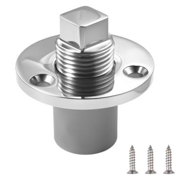 Imagem de Kit de plugue de drenagem de barco de aço inoxidável Garboard de grau marítimo Plugue de drenagem de popa roscada caiaque kit de barco de alumínio grau Garboard Thru-Hull