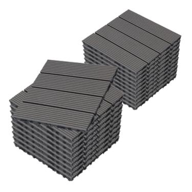 Imagem de SPXMQSS Decking composto, azulejos de deck ao ar livre, telha de convés interligados WPC para exterior interior pátio jardim varanda terraço 30 x 30 x 2,2 cm D 22 peças