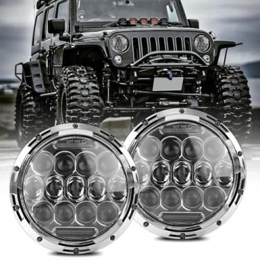 Imagem de DriSentri Faróis de LED redondos de 17 cm, 2 peças DC12-24V 7 polegadas H6024 140W 6000K DOT Aprovado Hi/Lo Beam DRL Farol de LED redondo adequado para Jeep Wrangler JK JKU TJ LJ CJ/para Chevy/para