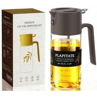 Imagem de PLAPITATE Pulverizador de azeite de oliva premium de 500 ml para cozinhar, frasco dispensador de azeite de oliva 2 em 1 para utensílios de cozinha, frasco de spray com controle de porção para salada