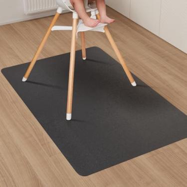 Imagem de ZPAI Tapete de área para casa, 1,5 m x 1,8 m preto antiderrapante impermeável tapete de vinil para piso duro, capa protetora de piso resistente a derramamentos para cozinha, tapete de respingo fácil