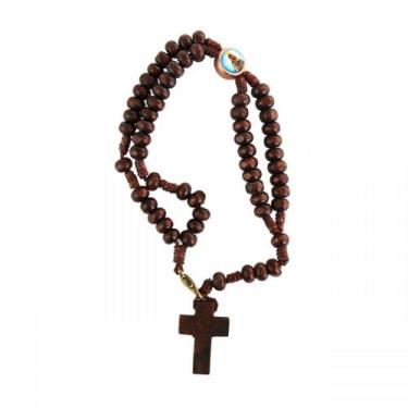 Imagem de 12 Pulseiras de Terço NSra Aparecida - SJO Artigos Religiosos, Marrom 