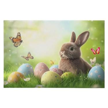 Imagem de Tapete de área 60 x 90 cm macio lavável tapete antiderrapante com suporte de borracha tapetes de área de fundo de páscoa para sala de estar, quarto, decoração de casa