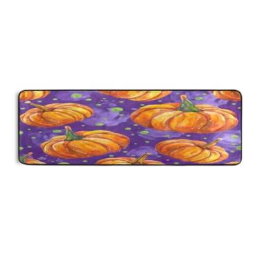 Imagem de Qilmy Tapete de corrida de abóbora colorido de Ação de Graças, 183 x 61 cm, antiderrapante, antifadiga, confortável, tapetes longos, para quarto, sala de estar, banheiro, corredores, entrywa464