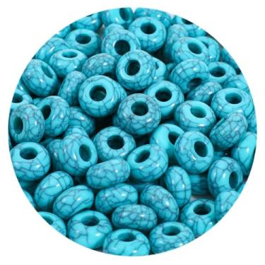 Imagem de Mabor 100 peças de contas turquesa para fabricação de joias, contas de orifício grande azul-petróleo para pulseira de joias, brinco faça você mesmo, conta espaçadora de acrílico para caneta com contas