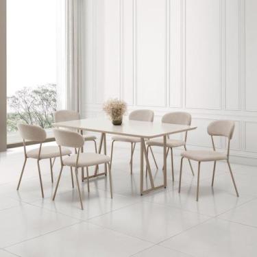 Imagem de Conjunto para Sala de Jantar com 6 Cadeiras Betina - Aço Nobre Móveis