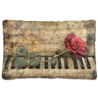 Imagem de Wassud Cama de cachorro rosa e piano para cães pequenos, tapete lavável para animais de estimação, cama de gato para dormir, viagens, 45 x 61 cm