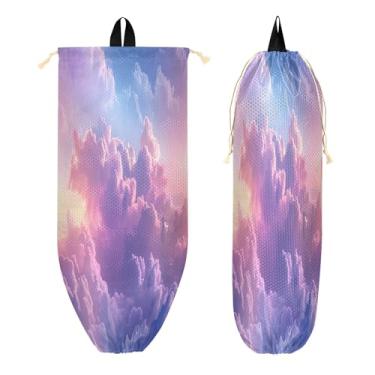 Imagem de xigua Suporte de parede para saco de plástico Clouds com cordão, 1 pacote, organizador de sacolas de supermercado reutilizável para bolsas, meias, roupas íntimas e gravatas