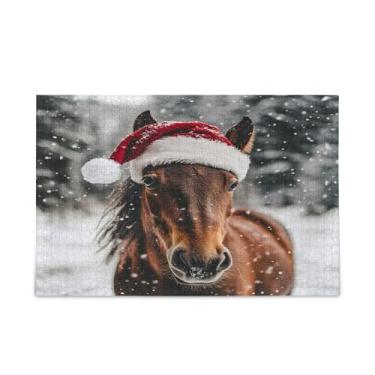 Imagem de STAYTOP Quebra-cabeça de cavalo fofo usando chapéu de Natal para adultos ou crianças, 1000 peças, descompressão intelectual, divertido, jogo de quebra-cabeça para a família, presente de brinquedo de