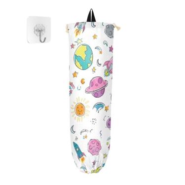 Imagem de xigua Suporte de parede de plástico colorido Rockets com cordão, pacote com 2, organizador de sacolas de compras reutilizáveis para bolsas, meias, roupas íntimas e gravatas