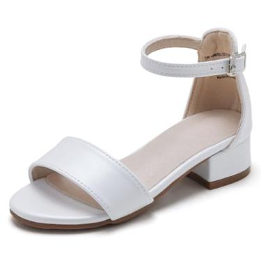 Imagem de GINFIVE Sandálias infantis para meninas - Sandálias de cunha douradas - Tamanho 5-12, Gq01-branco, 12 Little Kid