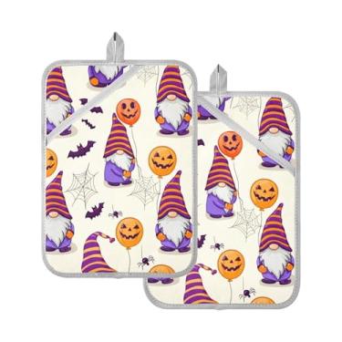 Imagem de Burbuja Gnomos Jack O Lantern Balões Suporte de Panela com Bolso, Almofadas Quentes Resistentes ao Calor, Luvas de Forno de Algodão para Cozinhar, Cozinhar, Pacote com 2