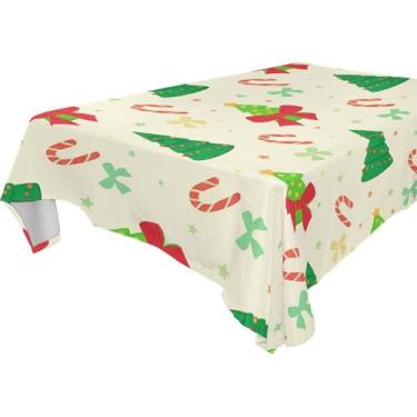 Imagem de Burbuja Toalha de mesa de árvore de Natal, toalha de mesa quadrada anti-rugas grossa para decoração de jantar, cozinha, festa, 137 x 137 cm