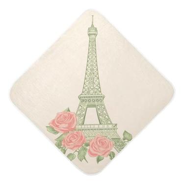 Imagem de STAYTOP Torre Eiffel vintage em Paris Toalhas de bebê com capuz de musselina, toalha de banho super macia, toalhas de banho absorventes para banho de recém-nascido unissex 89 x 89 cm