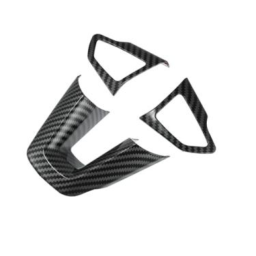Imagem de Motoforti 3 peças de plástico ABS padrão de fibra de carbono preto interior conjunto de acabamento de capa de volante para Ford Focus 2015-2018 para Ford Escape Kuga decoração interna acessórios
