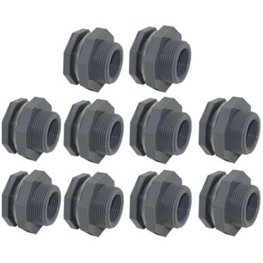 Imagem de VARMHUS 10 peças de encaixe de anteparo de PVC, conector de tanque rosqueado fêmea de 2,5 cm para barril de chuva, aquário, lagoa, piscina e adaptador de mangueira (10 peças)