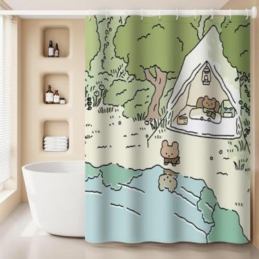 Imagem de CWPJUNDGP Cortina de chuveiro impressa, divisória sanitária não perfurada, cortina de chuveiro para pendurar