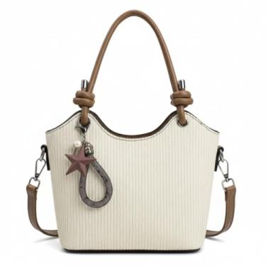 Imagem de Bolsa Feminina Transversal Couro Sintético 2 Alças Moderna Social Luxuosa ALWY (Off White)