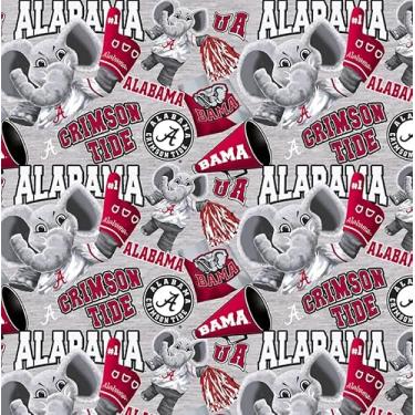 Imagem de Mascote Crimson Tide da Universidade do Alabama, tecido 100% algodão oficialmente licenciado pela Sykel Enterprises – 1,5 metro pré-cortado