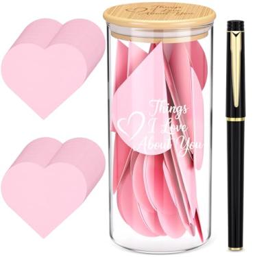 Imagem de Mimorou Pote de mensagem Love You com 120 cartões de coração rosa e 1 caneta, presentes de casal nupcial para o dia das mães, namorado, namorada, aniversário, esposa e marido (coisas que eu amo em