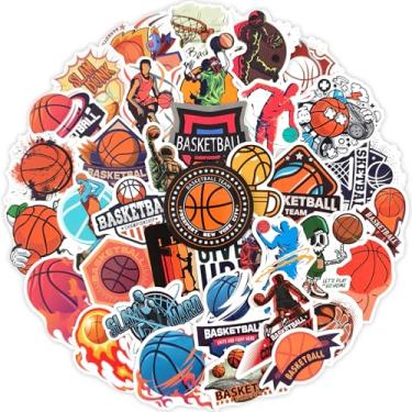 Imagem de Ychsring Adesivos de basquete - 50 peças de adesivos esportivos de vinil à prova d'água para garrafa de água, laptop, capa de telefone, copo, guitarra - bola esportiva para crianças, adolescentes e