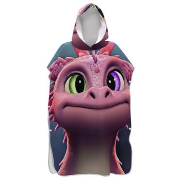 Imagem de TSENQUE Lindo roupão de dragão rosa para adultos poncho de surfe praia moletom toalha floral leve masculino feminino poncho com capuz