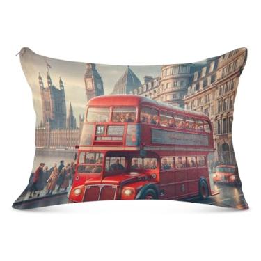 Imagem de Capas de travesseiro decorativas vermelhas de flanela para travesseiro padrão Queen King Capas de travesseiro fofas para cama macia, tamanho king, 50,8 cm x 101,6 cm