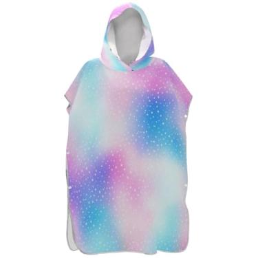 Imagem de Joisal Roupão de mudança azul gradiente pastel macio para adultos, poncho de surfe, plus size, masculino e feminino, com capuz, toalha de natação com capuz