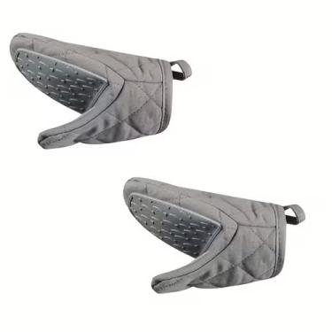 Imagem de Luvas de forno de silicone em forma de peixe, suportes de panela resistentes ao calor com aderência antiderrapante, forro de poliéster acolchoado para assar e cozinhar, conjunto de 2, 16 x 5,9