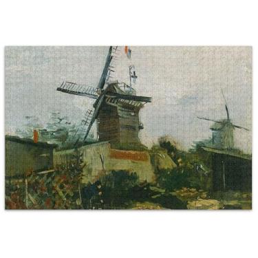 Imagem de Quebra-cabeça Vincent Van Gogh Mill 1000 peças presentes de elefante branco para adultos quebra-cabeças rígidos engraçados pintura de belas artes