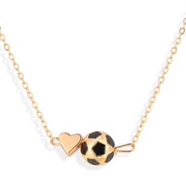 Imagem de Colar Futebol para Mulher, Colar com Pingente Bola Futebol Dourado Acessório de Joalheria com Tema Esportivo para Jogadoras Fãs Treinadoras