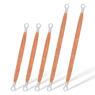Imagem de Correias de aterramento de motor automotivo, alças de cabo de aterramento de cobre universais kit de alça de aterramento de caminhão de veículo com terminal de anel de 5/40.6 cm (3 peças em 25.4 cm x