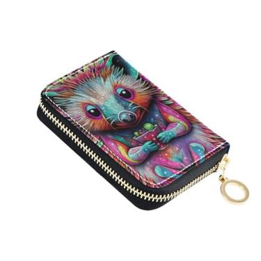 Imagem de Carteira feminina com zíper e porta-cartões, carteira de couro com bloqueio de RFID e bolso para moedas, linda tinta para mouse