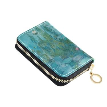Imagem de Carteira feminina à prova d'água, porta-cartões, com bloqueio de RFID, ninfas, monet, ninfas monet, pintura de lírio d'água, porta-moedas, carteira com zíper