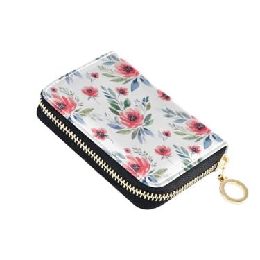 Imagem de Carteiras femininas de couro rosa pastel pintadas com porta-cartões com bloqueio de RFID, à prova de digitalização, porta-moedas, com zíper