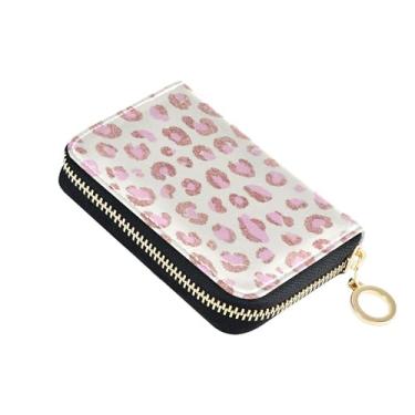 Imagem de Carteira feminina com zíper e porta-cartões com bloqueio de RFID, carteira para dinheiro de viagem com bolso para moedas, rosa dourado leopardo