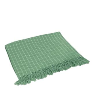 Imagem de Manta para Sofá Gigante 2,40x1,80m Casal Algodão Macio Decorativa(Verde Claro Listra Branca)