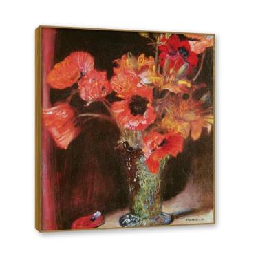 Imagem de Moldura de teca. Arte em tela floral country, pintura botânica vintage de natureza morta, decoração de parede de cozinha de fazenda emoldurada para sala de jantar. B17. 60 x 72 cm-23,6 x 28,3 pol