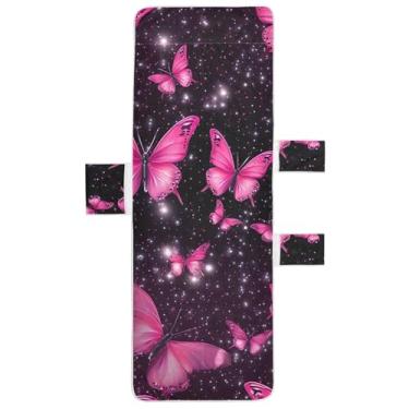 Imagem de Lindas capas de espreguiçadeira rosa borboleta toalha de cadeira praia lounge piscina espreguiçadeira costa 85 x 76 centímetros
