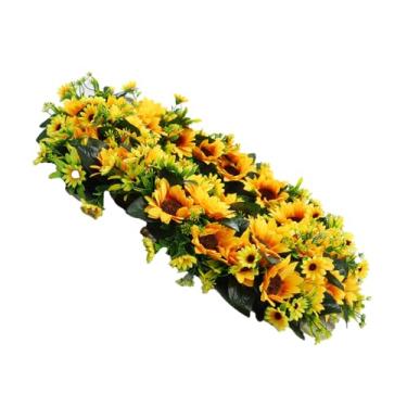 Imagem de AUNMAS Coroa de Girassol, Coroa de Flores Falsas Com Design Fofo, Artesanato Colorido e Textura Realista para Festivais de Colheita de Outono, Ação de Graças (Diâmetro Externo 40cm)