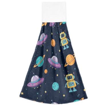 Imagem de Joisal Lindos robôs amarelos azuis toalhas de cozinha penduradas no outono toalhas de forno absorventes macias conjunto de 2, toalhas de cozinha de outono fofas 47 x 35 centímetros