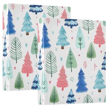 Imagem de Pastas de Natal de inverno com 3 argolas de 3 polegadas para 200 folhas de cadernos de desenho animado fichário de apresentação de anel redondo, 31,5 x 27 x 6 cm, pacote com 2