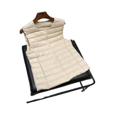 Imagem de Colete Feminino Sem Mangas De Pluma 90% Penas De Pato Branco Ultra Lev