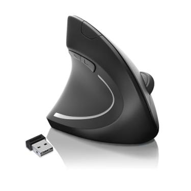Imagem de Lhome Mouse canhoto, mouse vertical ergonômico sem fio USB 2,4G, design ergonômico, modelo óptico, prevenção contra cotovelo de tenista, para laptop, desktop, computador, etc