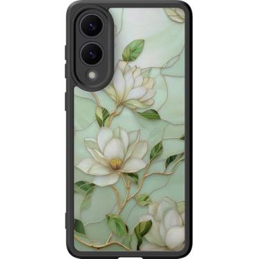 Imagem de DEENAKIN Capa fofa para Samsung Galaxy S25 Edge, capa rígida floral estética, compatível com Magsafe, capa protetora de telefone fina retrô exclusiva moderna para mulheres e meninas, flores de